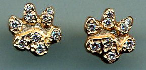 14K Gold Paw Print Earrings Pavé with Full Cut Diamonds