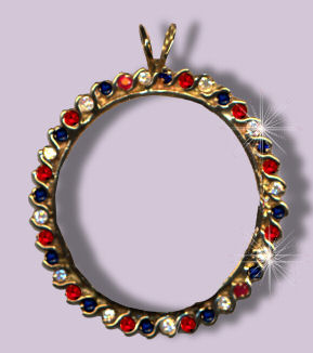 14K Gold Large Circle for Dog Breed Insert, featuring Diamonds, Rubies, and Sapphires