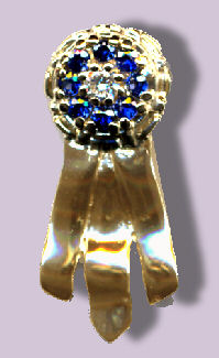 14K Gold Best of Winners Rosette with Sapphires and Center Diamond