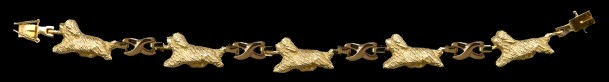 14K Gold or Sterling Silver Bearded Collie X Link Tennis Bracelet