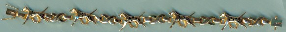 14K Gold Tennis Bracelet-Dalmatians with Sapphire Spots and X Links