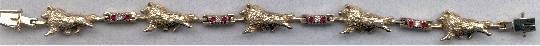 Shetland Sheepdog ( Sheltie ) 14K Gold Tennis Bracelet with 3.5Point Rubies or Sapphires and Diamonds