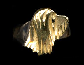 14K Gold Bearded Collie Head Side View Ring