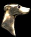 14K Gold Small Greyhound Head with Sapphire Eye