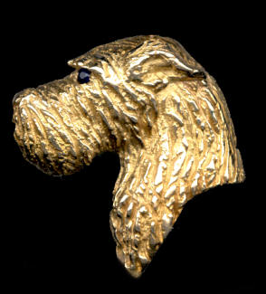 Large Irish Wolfhound Head with Sapphire Eye