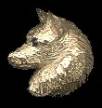 14K Gold Small Norwegian Elkhound Head with Sapphire Eye