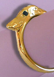 14K Gold Whippet Head Wrap Ring with Black Diamond Eye