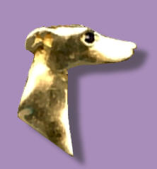 14K Gold Small Whippet Head with Black Diamond Eye