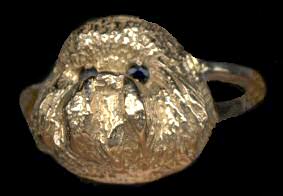 Bichon Frisé Head Ring with Sapphire Eyes on Y Shank