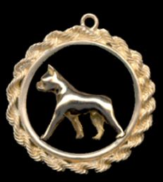 14K Gold Boston Terrier in Classic Rope Bezel