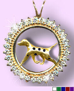 14K Gold Dalmatian in Diamond and Gemstone Circle