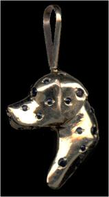14K Gold Large Dalmatian Head with Sapphire Spots