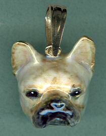 14K Gold and Enamel Large French Bulldog Head