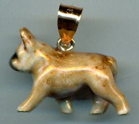 Medium Trotting Fawn French Bulldog with Enamel Artwork