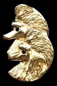 or Sterling Silver 14K Gold Poodle Double Head with Sapphire Eyes