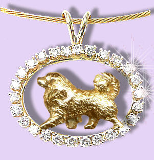 14K Gold Great Pyrenees Trotting in Our Exclusive Diamond Oval