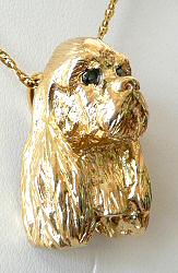 14K Gold or Sterling Silver Cocker Spaniel Full Face with Black Diamond Eyes -  Side View 2