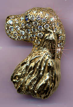 14K Gold Large English Cocker Head Pavé in Full Cut Diamonds