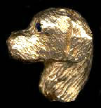 14K Gold Small Golden Retriever Head with Sapphire Eye
