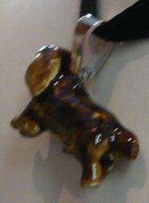14K Gold or Sterling Silver Large Trotting Sussex Spaniel with Enamel Artwork - Rear View