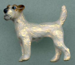 14K Gold Large Trotting Smooth Fox Terrier with Enamel Artwork