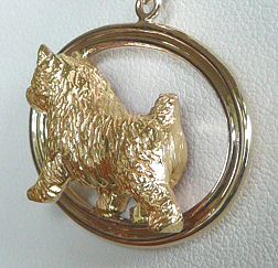 14K Gold or Sterling Silver Norwich Terrier with Enhancing Double Oval-Rear View
