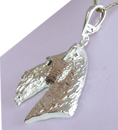 14K Gold or Sterling Silver  Large Welsh Terrier Head-Rear Side View