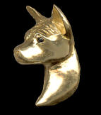 14K Gold Dog Jewelry Basenji Large Head with Sapphire Eyes