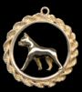 14K Gold Dog Jewelry Boston Terrier in Rope Bezel for Necklace or Brooch