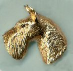 14K Gold or Sterling Silver Large Miniature Schnauzer Head with Black Diamond Eye