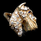 14K Gold Dog Jewelry Miniature Schnauzer Ring with  Head Pave in Diamonds and Sapphire Eye