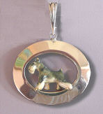 14K Gold or Sterling Silver Miniature Schnauzer with Enamel Artwork in Medium Oval