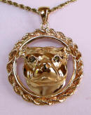 14K Gold or Sterling Silver Staffordshire Bull Terrier Head in Rope