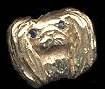 14K Gold Small Pekingese Head with Sapphire Eyes 