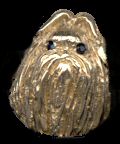 14K Gold Small Shih Tzu Head with Sapphire Eyes