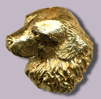 14K Gold or Sterling Silver Large Bernese Mountain Dog Head with Sapphire Eyes (3/4 View)