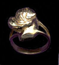 14K Gold Bullmastiff Head Ring on Y Shank - Black Diamond Eye