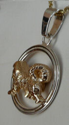 14K Gold Great Pyrenees Trotting in Sterling Double Circle - Rrear View