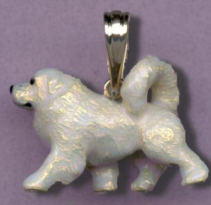14K Gold or Sterling  Silver Large Trotting Great Pyrenees with Enamel Artwork