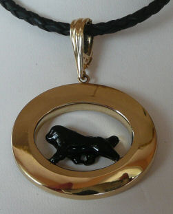 14K Gold or Sterling Glossy Oval with Enamel Trotting Newfoundland Jewelry