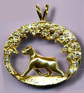 14K Gold Rottweiler in Diamond Encrusted Scene