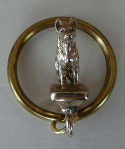 Solid Bronze Mini Statue of German Shepherd with Tough Brass Key Ring-Front View