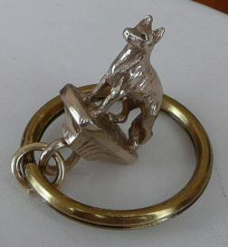 Solid Bronze Mini Statue of German Shepherd with Tough Brass Key Ring-Side View