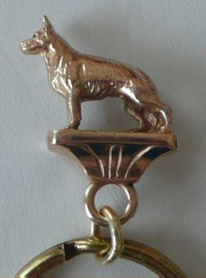German Shepherd Solid Bronze Keychain