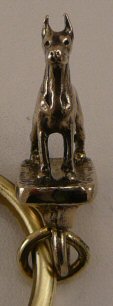Great Dane Solid Bronze Mini Sculpture Keyring-Front View