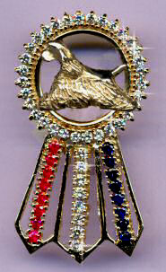BIS Rosette with All Diamond Top and Gemstone Streamers
