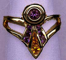 14K gold Best in Specialty Show Ring wtih 1/4 Carat Bezel Set Amethyst and Citrine and Amethyst Streamers