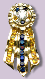 14K Gold High in Trial Rosette with 1/3 Carat Center Diamond, Sapphires and Citrines