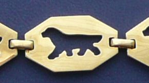 14K Gold Large Link Bernese Mountain Dog Octagon Silhouette Bracelet