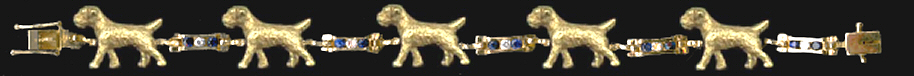 Border Terrier Jewelry--14K Gold Border Terrier Diamond and Gemstone Tennis Bracelet